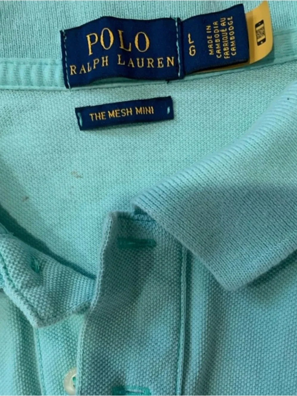 Ralph Lauren mesh mini Dress Turquoise Polo size L Preppy